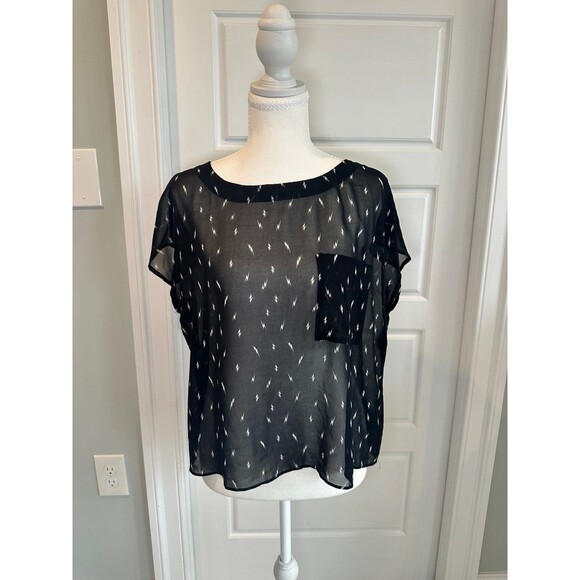 Forever 21 Tops - Forever 21 sheer crop top blouse with lightening bolts SMALL